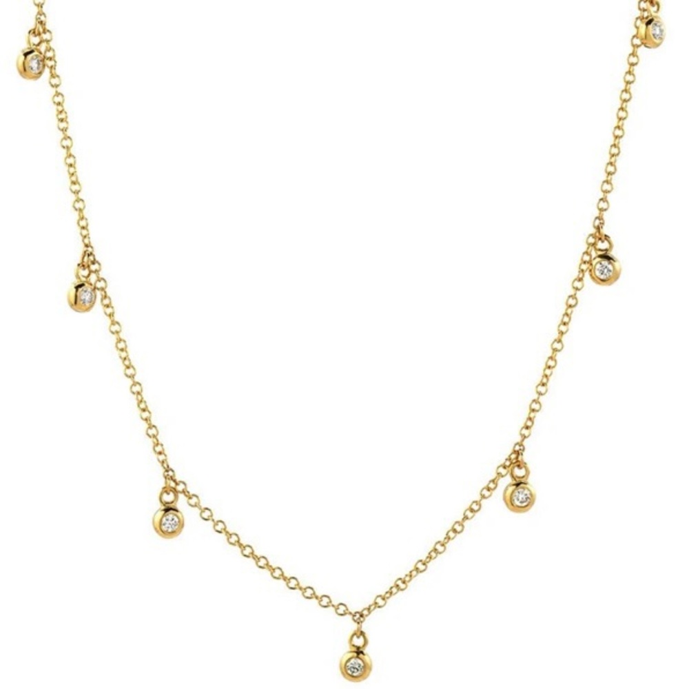 14k Yellow Gold 7 Diamond Shaker Necklace